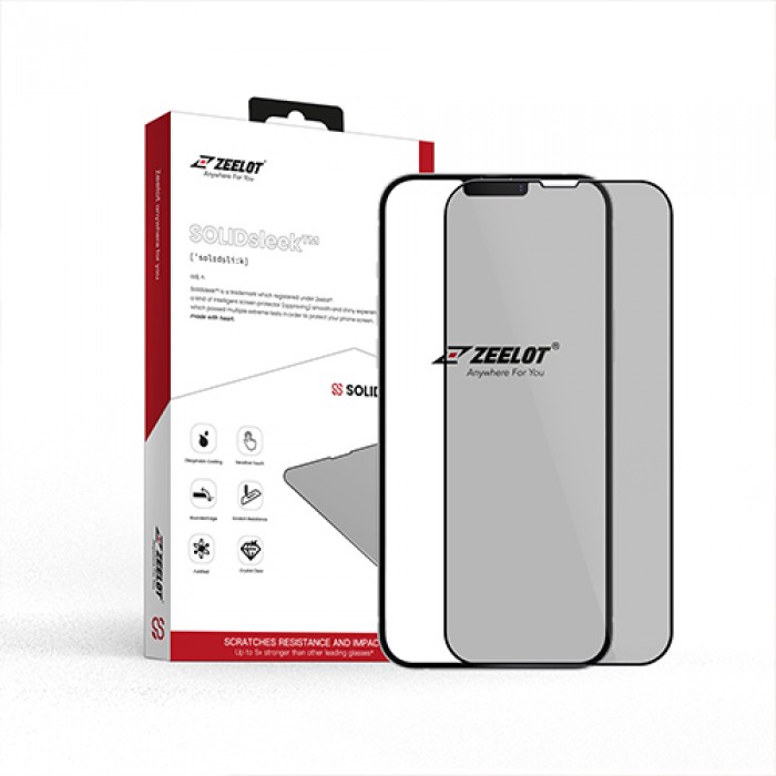 KÍNH CƯỜNG LỰC IPHONE 13 PRO MAX SOLIDSLEEK DÁN CHỐNG NHÌN TRỘM - PRIVACY CÓ VIỀN ĐEN ZEELOT